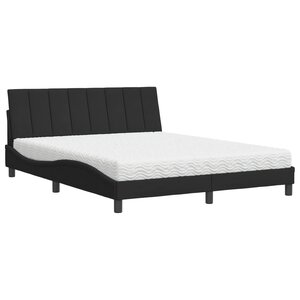 vidaXL Lit avec matelas noir 160x200 cm velours