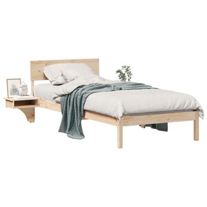 vidaXL Cadre de lit avec tête de lit Marron 90 x 190 cm Pin massif