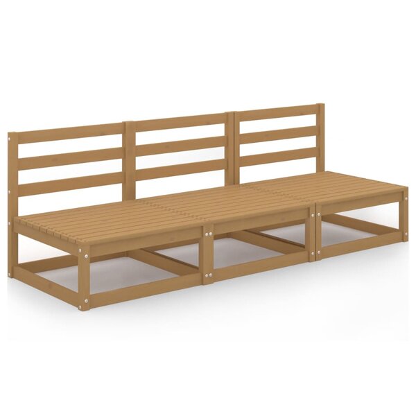 vidaXL Canapé à 3 places de jardin Marron miel Bois de pin solide