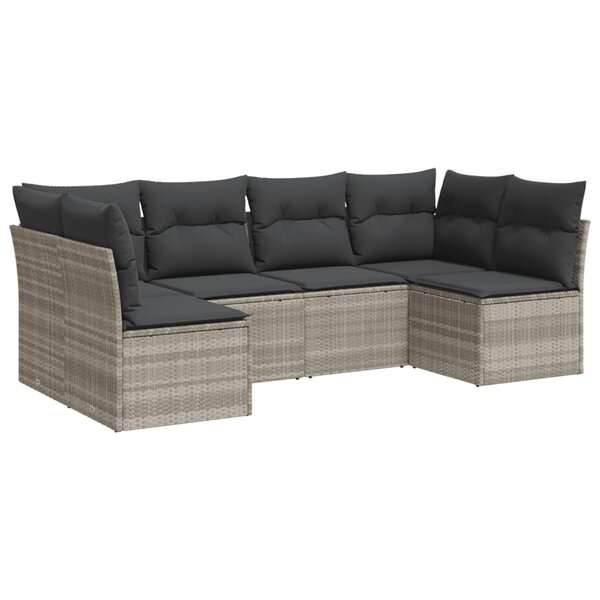 vidaXL Salon de jardin 6 Pièces avec coussins gris clair résine tressée
