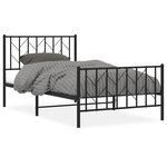 vidaXL Cadre de lit métal sans matelas avec pied de lit noir 100x190cm