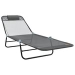 vidaXL Chaise longue pliante 2 Pièces Gris 182 x 55 x 85 5 cm Textilène