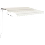 vidaXL Auvent manuel rétractable avec poteaux 3x2 5 m Crème