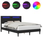 vidaXL Cadre de lit avec bandes LED Noir 140 x 190 cm Simili cuir