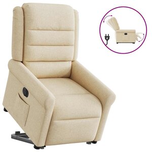 vidaXL Fauteuil inclinable électrique crème tissu