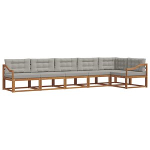 vidaXL Ensemble de canapés d'extérieur 6 pc Naturel et gris clair