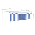 vidaXL Auvent automatique store capteur de vent/LED 5x3m Bleu et blanc