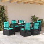 vidaXL Ensemble de salle à manger pour jardin 7 Pièces Noir polyrotin
