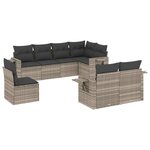 vidaXL Salon de jardin 8 Pièces avec coussins gris clair résine tressée