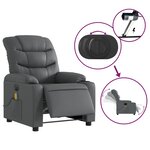 vidaXL Fauteuil de massage inclinable électrique gris similicuir