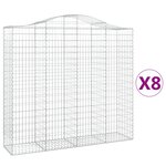 vidaXL Paniers à gabions arqués 8 Pièces 200x50x180/200 cm Fer galvanisé