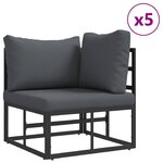 vidaXL Ensemble de canapé de jardin avec coussin 8 Pièces Noir Aluminium