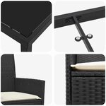 vidaXL Ensemble de salle à manger pour jardin 3 Pièces Noir polyrotin