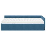 vidaXL Cadre de lit d'angle avec matelas Autre 2 Pièces Bleu Velours