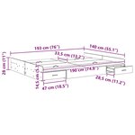 vidaXL Cadre de lit avec rangement avec tiroir Gris béton 140 x 190 cm