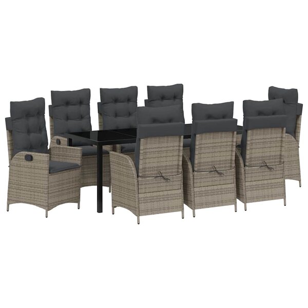 vidaXL Ensemble de salle à manger pour jardin 9 pc Gris polyrotin