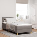 vidaXL Lit à ressorts avec matelas & LED Taupe 90x200 cm Tissu