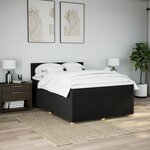 vidaXL Sommier à lattes de lit avec matelas Noir 160x200 cm Tissu