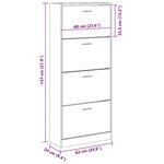 vidaXL Armoire à chaussures Gris béton 63x24x147 cm Bois d'ingénierie