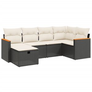 vidaXL Salon de jardin 6 Pièces avec coussins noir résine tressée