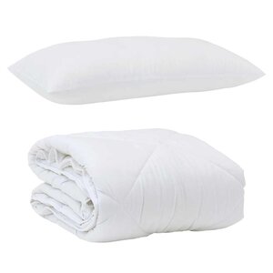 vidaXL Duvet d'été simple avec oreiller 2 Pièces Blanc Microfibre