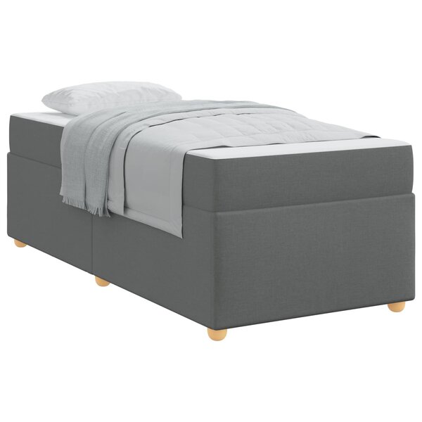 vidaXL Cadre de lit avec matelas Gris foncé 80 x 200 cm tissu