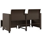 vidaXL Canapé de jardin 2 places avec table et tabourets marron rotin