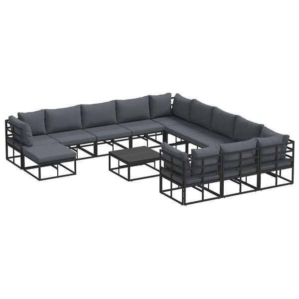 vidaXL Ensemble de canapé de jardin 13 Pièces Noir Aluminium