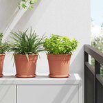 vidaXL Pot à fleurs rond 6 Pièces Rouge brique Ø 19 x 16 cm Plastique