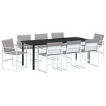 vidaXL Ensemble de Salle à Manger de Jardin 9 Pièces avec Coussins Blanc Textilène et Acier
