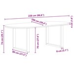 vidaXL Table à manger 220x100x74 cm bois de chêne massif ovale