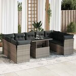 vidaXL Salon de jardin avec coussins 10 Pièces gris résine tressée