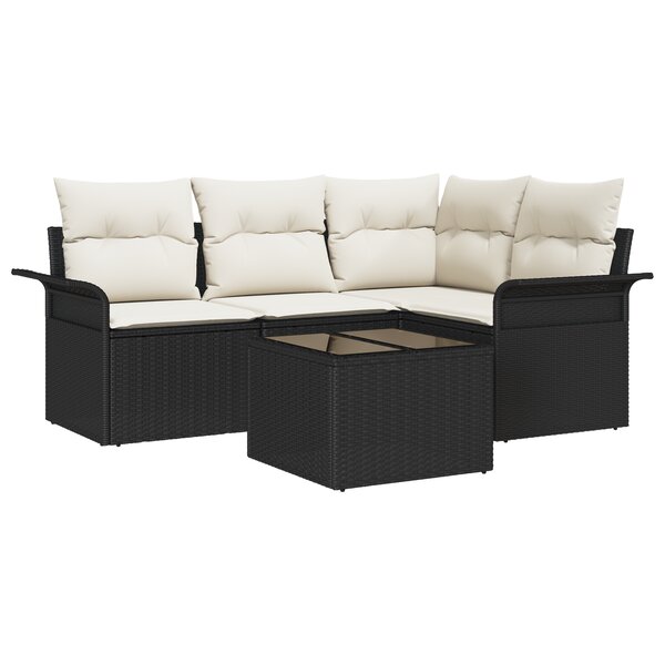 vidaXL Ensemble de canapé de jardin 4 pièces avec coussins en rattan poly brun