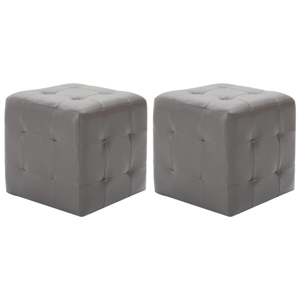 vidaXL 2 Pièces Poufs Gris 30 x 30 x 30 cm Similicuir