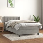vidaXL Sommier à lattes de lit et matelas Gris clair 80x200 cm Velours
