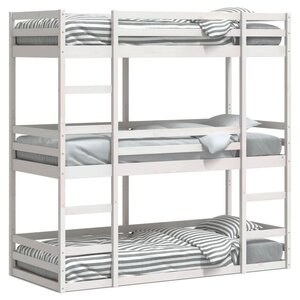 vidaXL Lit superposé triple sans matelas 90x190 cm bois de pin massif