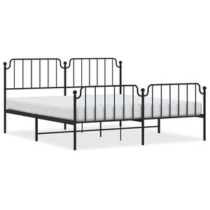 vidaXL Cadre de lit métal sans matelas avec pied de lit noir 183x213cm