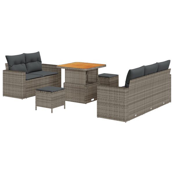 vidaXL Ensemble de canapé de jardin 8 Pièces Gris polyrotin