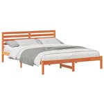 vidaXL Cadre de lit avec tête de lit Brun cire 160 x 220 cm Pin massif