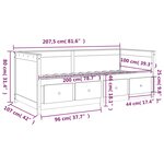 vidaXL Lit de jour Noir 100x200 cm Bois de pin massif