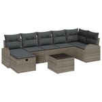 vidaXL Ensemble de canapé de jardin 8 pièces avec coussins gris poly rattan