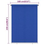 vidaXL Store roulant d'extérieur 160x230 cm Bleu PEHD