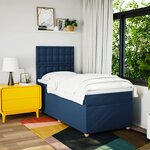 vidaXL Sommier à lattes de lit avec matelas Bleu 90x190 cm Tissu