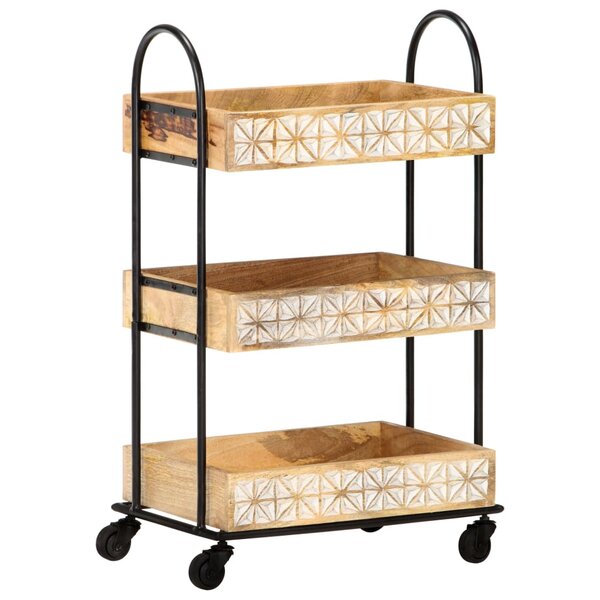vidaXL Chariot de cuisine à 3 niveaux 46x30x76 cm Bois de manguier