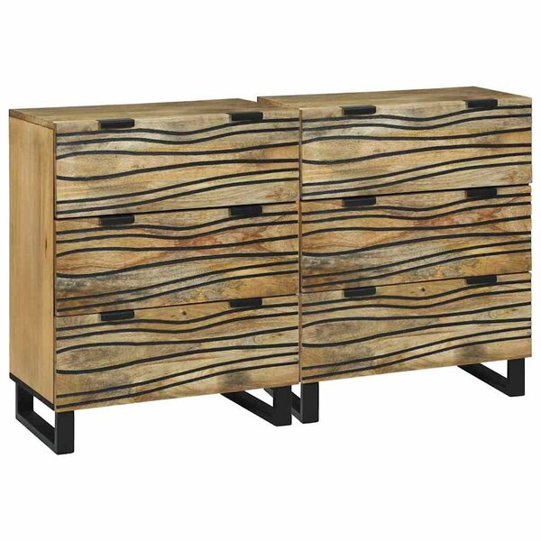 vidaXL Buffets 2 Pièces Marron 60 x 33.5 x 75 cm bois de manguier massif