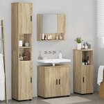 vidaXL Ensemble de mobilier de salle de bain 4 Pièces Chêne sonoma