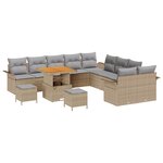 Ensemble de 13 Pièces de Canapés de Jardin avec Coussins Beige Rattan Acacia