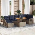 vidaXL Salon de jardin 8Pièces avec coussins marron résine tressée acacia
