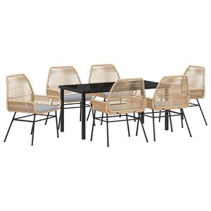 vidaXL Ensemble de salle à manger pour jardin 7 Pièces Marron polyrotin