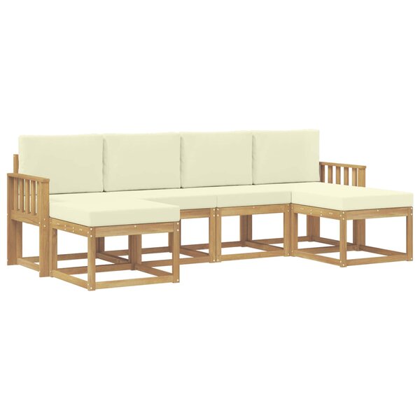 vidaXL Ensemble de canapés d'extérieur 6 pc Blanc et crème Polyester